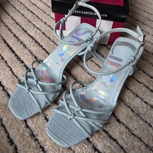 Strappy Blue Croc Sandals